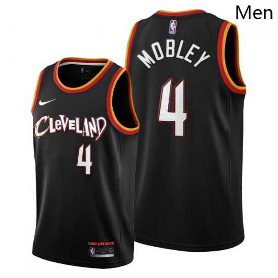 Men Cleveland Cavaliers 4 Evan Mobley Black Jerseys